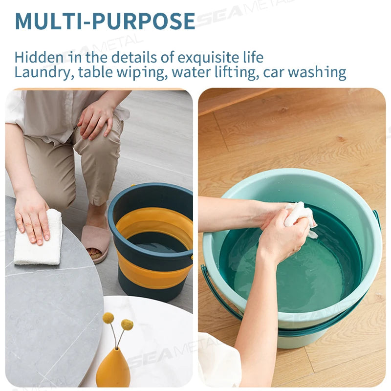 5L/10L Foldable Bucket for Car Washing Thickened Plastic Durable Water Bucket Outdoor Portable Fishing Camping Bucket